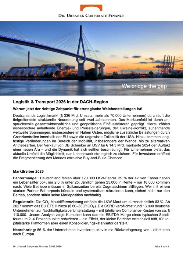 Cover of the newsletter Logistik & Transport 2026 in der DACH-Region